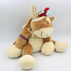 Grand Doudou cheval Pinto kaya indien marron NOUKIE'S 35 cm