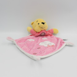 Doudou plat Winnie l'Ourson rose blanc nuage DISNEY NICOTOY