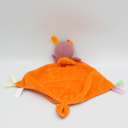 Doudou plat lapin rose orange à pois ZEEMAN
