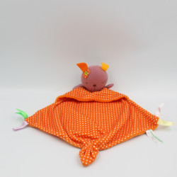 Doudou plat lapin rose orange à pois ZEEMAN