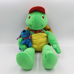 Grande Peluche Franklin la tortue avec chien bleu JEMINI