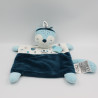 Doudou plat raton renard indien bleu blanc plume MOTS D'ENFANTS