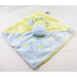 Doudou plat Girafe bleu vert MOTS D'ENFANTS