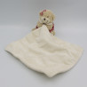 Doudou ours beige rouge mouchoir DUSAVV