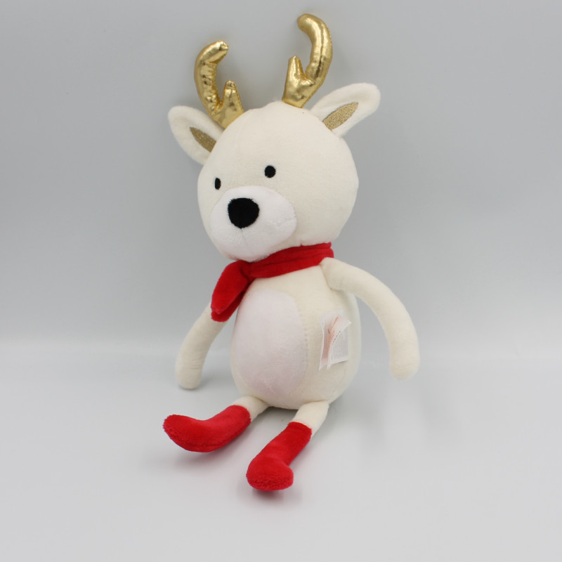 Doudou renne cerf blanc rouge or VERTBAUDET