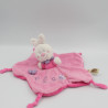 Doudou plat lapin rose blanc abeille NICOTOY