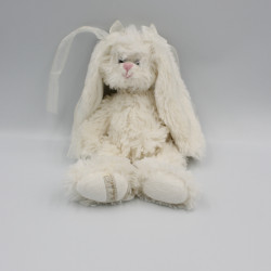 Doudou lapin blanc noeud BUKOWSKI