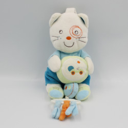 Doudou musical chat bleu vert voiture NICOTOY KIABI