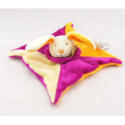 Doudou plat lapin rose orange écru BABY NAT