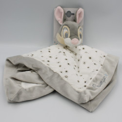 Doudou plat lapin blanc gris Pan-Pan Panpan Disney Baby NEUF