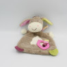 Doudou plat ane cheval beige rose vert TIGEX