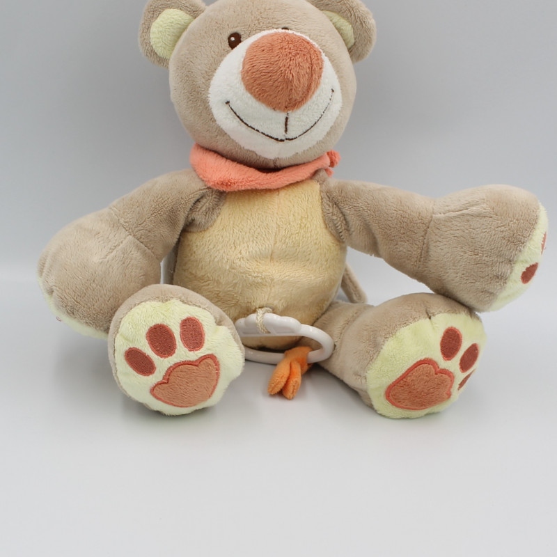 Doudou musical ours beige jaune orange Pol et Jade NATTOU