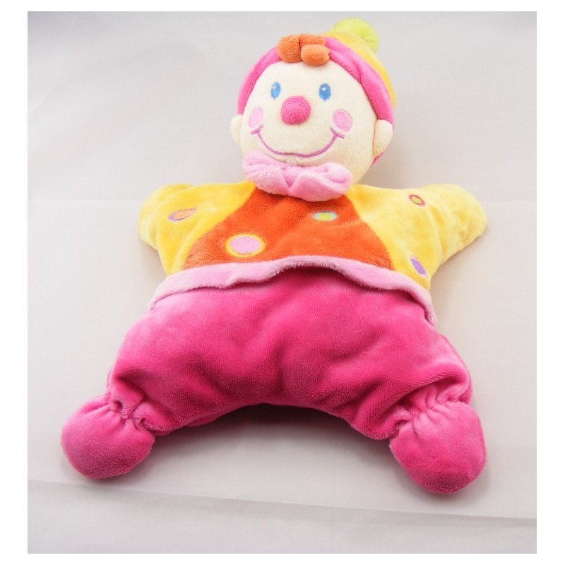 Doudou semi plat rose clown NICOTOY