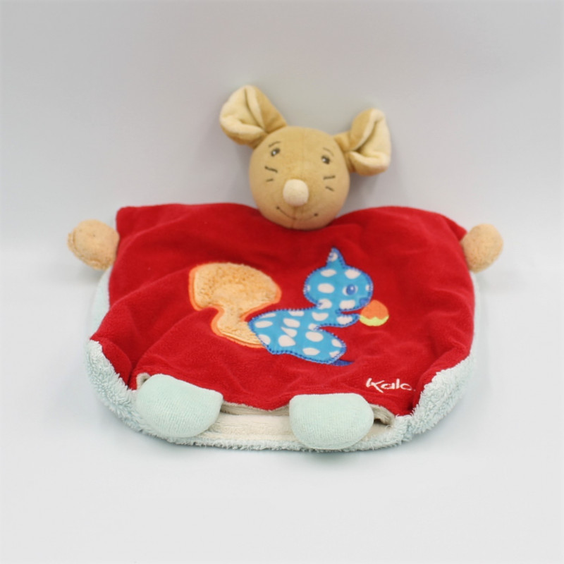 Doudou plat souris rouge bleu écureuil KALOO