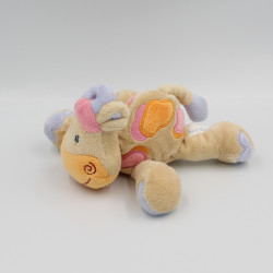 Doudou girafe vache beige taches orange rose NATTOU
