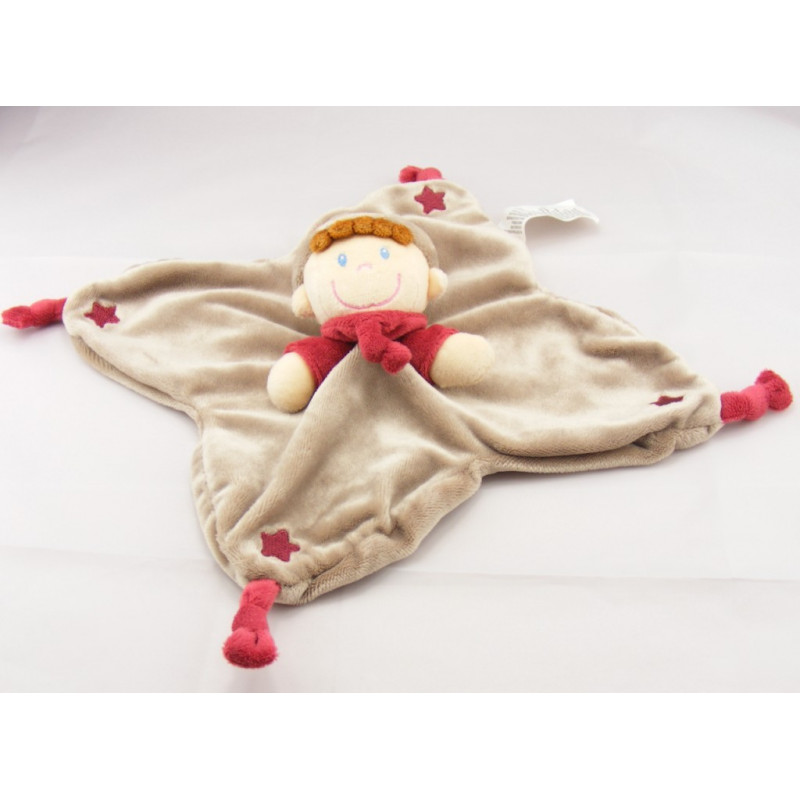 Doudou hochet garçon Lutin gris bordeaux miroir NICOTOY