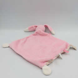 Doudou plat lapin rose blanc rayé AUCHAN