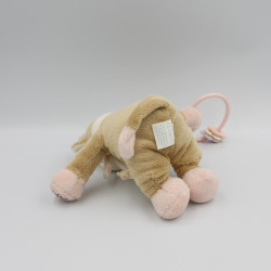 Doudou vache Lola Rosalie beige rose hochet miroir NOUKIE'S