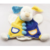 Doudou plat chien bleu jaune avec os DOUDOU ET COMPAGNIE