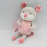 Doudou musical souris grise rose VERTBAUDET