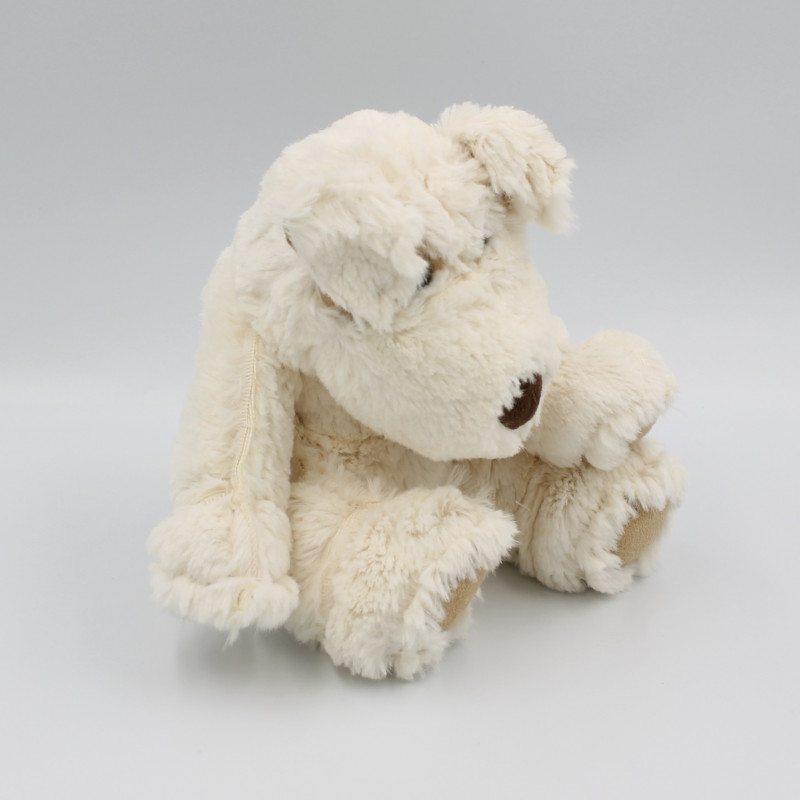 Doudou peluche chien blanc beige LES PETITES MARIE