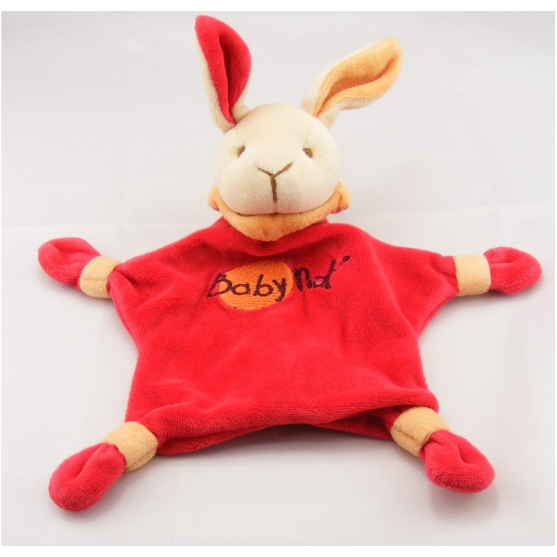 Doudou lapin rouge mouchoir BABY NAT