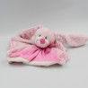 Doudou plat lapin rose rayé coccinelle Nicotoy