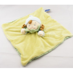 Doudou fille fillette tenue verte bleue bonnet rayé MOTS D'ENFANTS