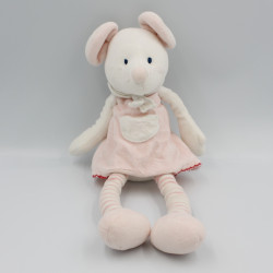 Doudou souris blanche robe rose poche jambes rayées CARREFOUR