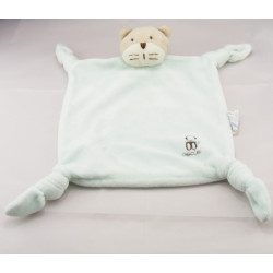 Doudou plat carré chat bleu OBAIBI