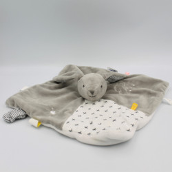 Doudou plat lapin gris blanc rayé nuage étoile GABY NOUKIE'S