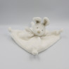 Doudou plat lapin blanc rose pois GRAIN DE BLE