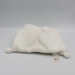 Doudou plat lapin blanc bandanas beige NICOTOY