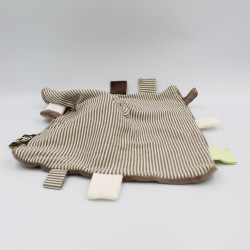 Doudou plat souris marron rayé OBAIBI