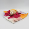 Doudou et compagnie ours plat collector blanc orange rose pétales