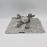 Doudou plat elan cerf renne gris OBAIBI