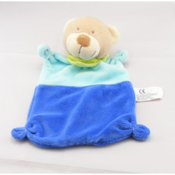 Doudou plat Chien lapin bleu vert  Nicotoy 