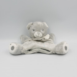 Doudou marionnette ours gris blanc étoiles MOTS D'ENFANTS