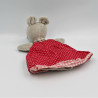 Doudou plat souris grise robe rouge pois la grande famille MOULIN ROTY