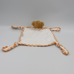 Doudou plat noeuds ours endormi vichy orange Kaloo