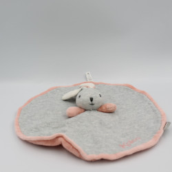 Doudou plat rond lapin gris rose Zen KALOO