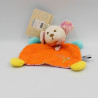 Doudou plat souris orange rose bleu jaune fleurs CP INTERNATIONAL Neuf