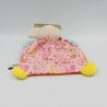 Doudou plat souris orange rose bleu jaune fleurs CP INTERNATIONAL Neuf