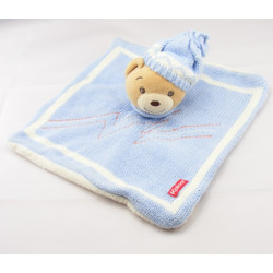 Doudou plat laine gris lapin avec bonnet KALOO