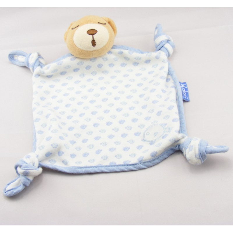 Doudou plat ours endormi poisson bleu KALOO