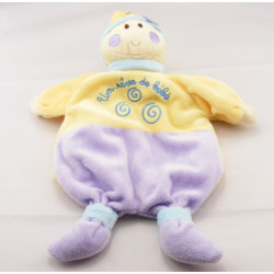 Doudou hochet lutin mauve jaune spirale REVE DE BEBE