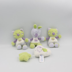 Mini Doudou lapin chat mauve vert blanc Chic For Me SAUTHON