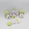 Mini Doudou lapin chat mauve vert blanc Chic For Me SAUTHON lot de 3