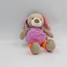 Doudou chien lapin mauve rose rouge pois DOUKIDOU