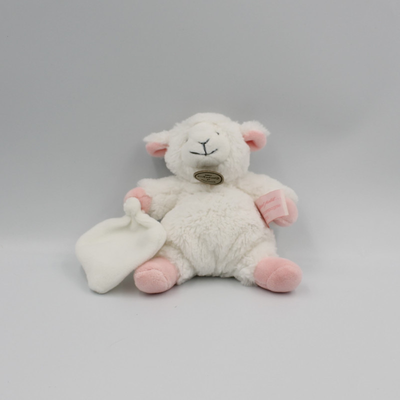 Doudou et compagnie mouton blanc rose mouchoir